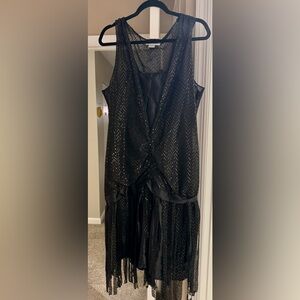 Flapper Costume-Black Sleeveless Dress with Sparkle Detail